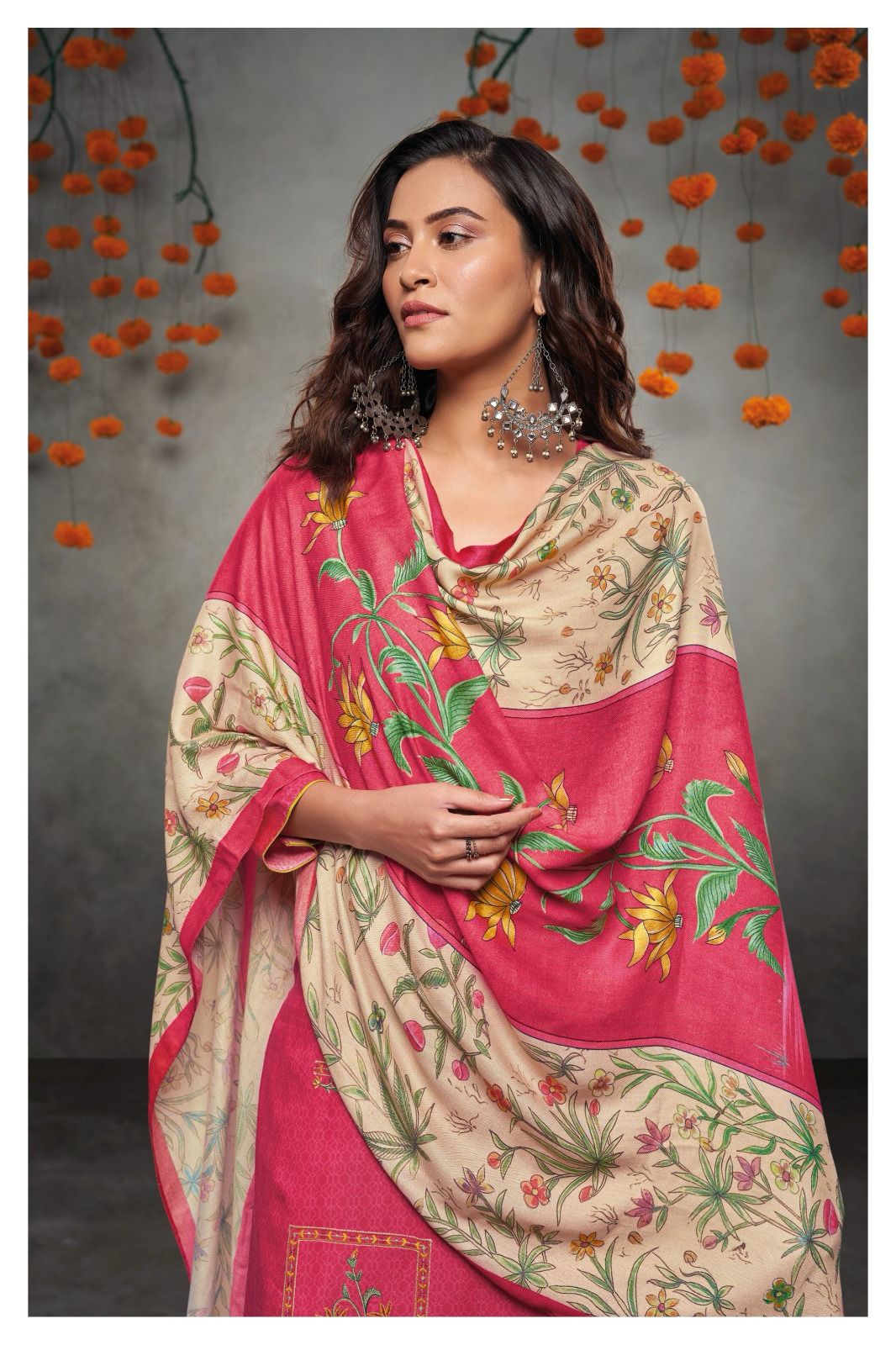 Variyan 2008 By Ganga Printed Pashmina Dress Material